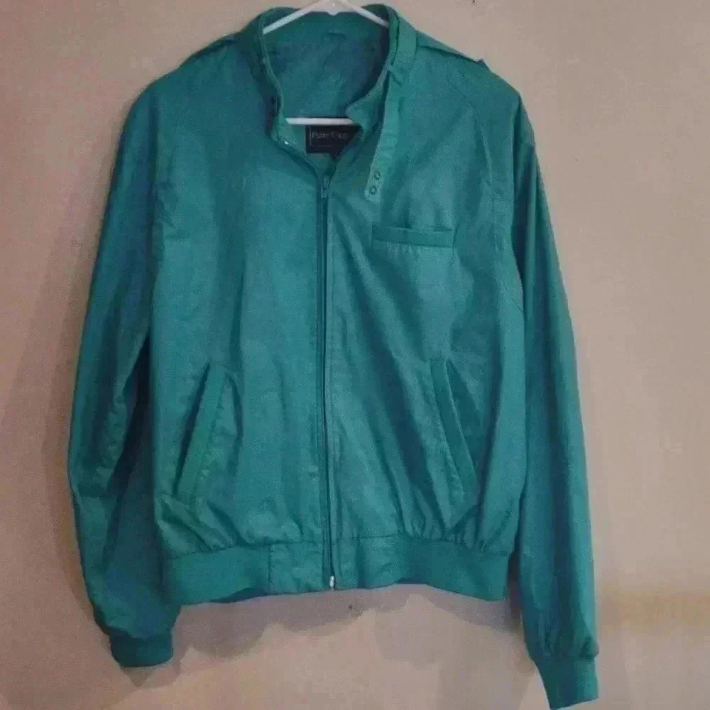 Men's Vintage Peter England wind breaker jacket green size large